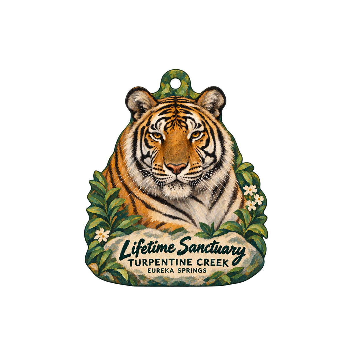 Turpentine Creek Wildlife Refuge Town Icon custom wood ornament OC1444 on white