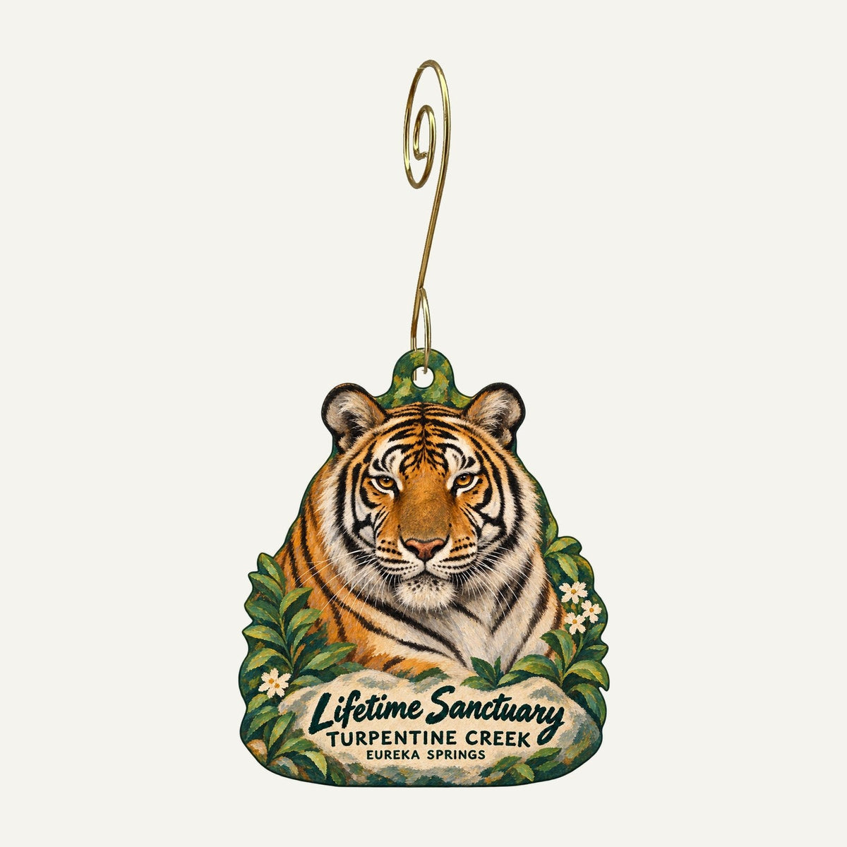 Turpentine Creek Wildlife Refuge Town Icon custom wood ornament OC1444 hanging on hook