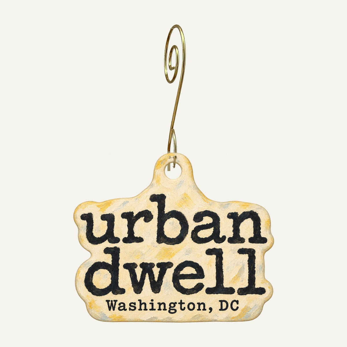 Urban Dwell Logo custom wood ornament OC1445 hanging on hook