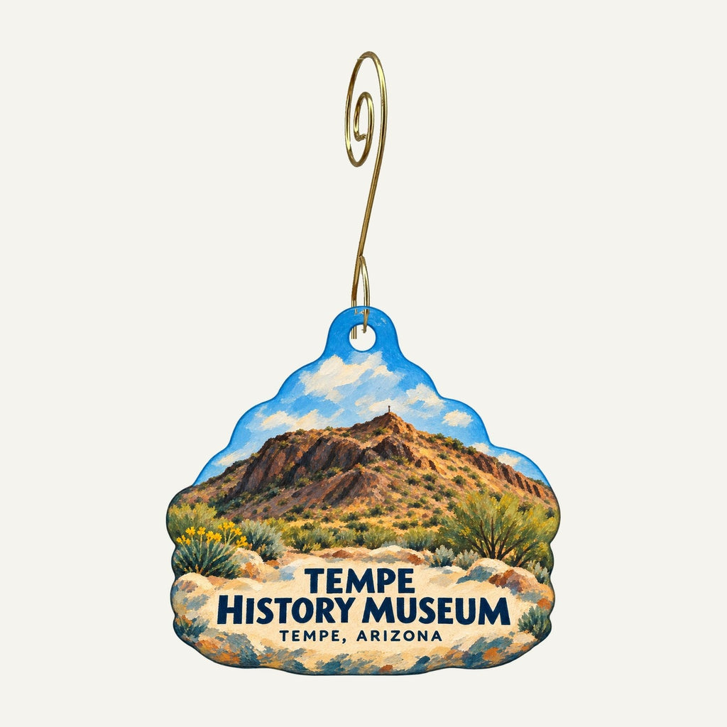 Tempe History Museum Logo custom wood ornament OC1448 hanging on hook