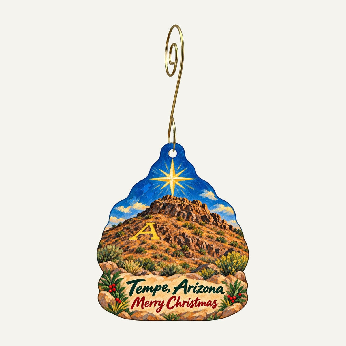 Tempe History Museum Christmas custom wood ornament OC1449 hanging on hook