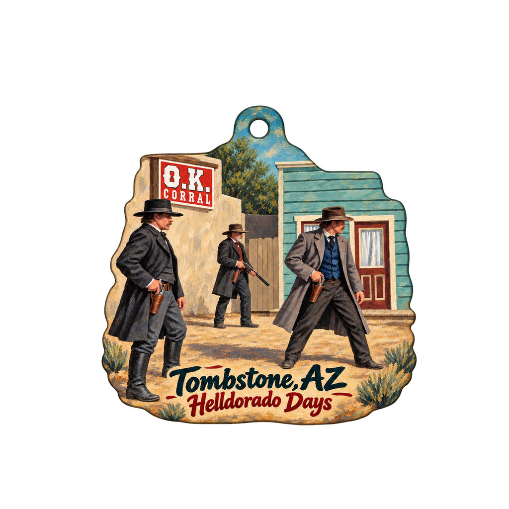 Silver Hills Trading Company Town Icon custom wood ornament OC1453 on white