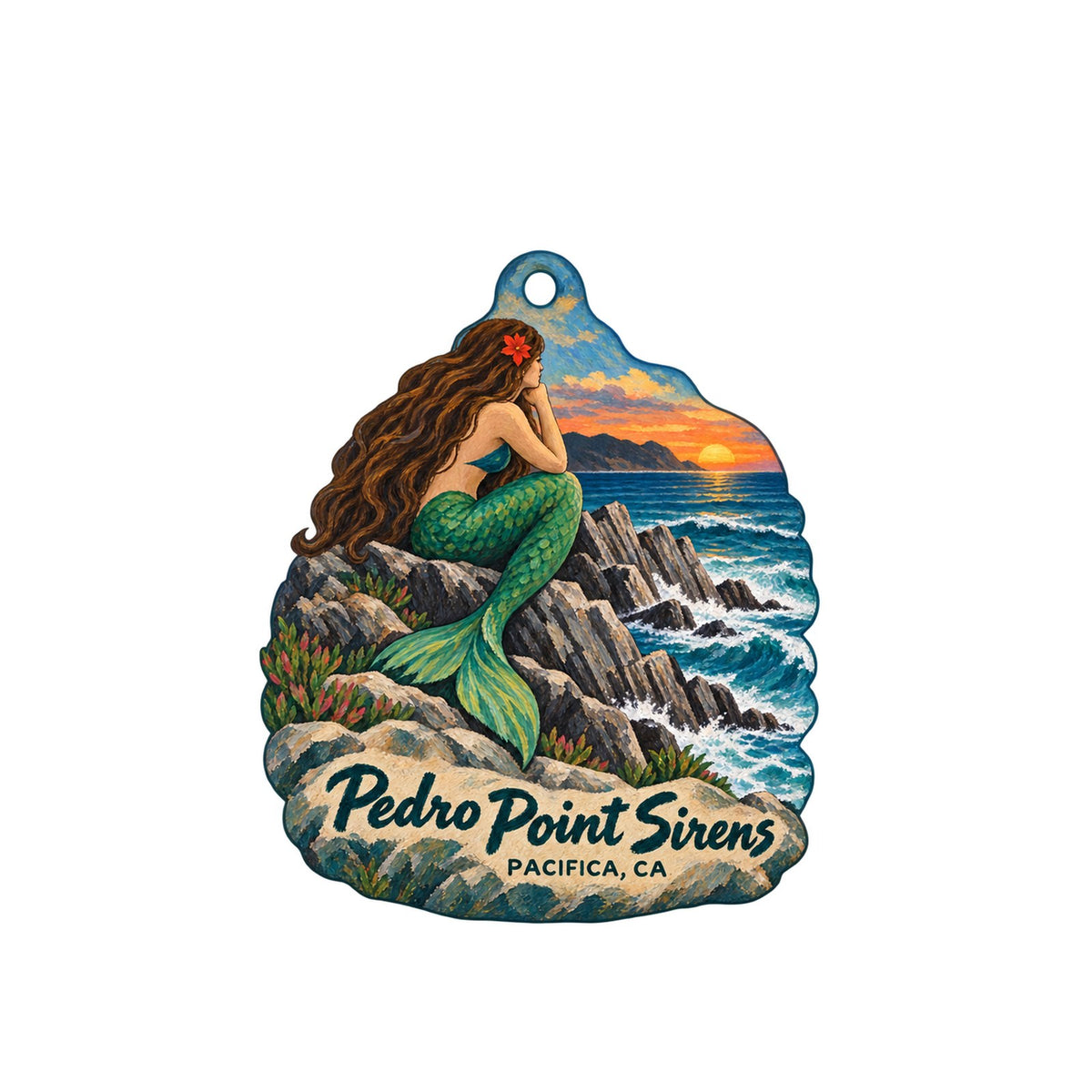 Pedro Point Sirens Logo custom wood ornament OC1454 on white