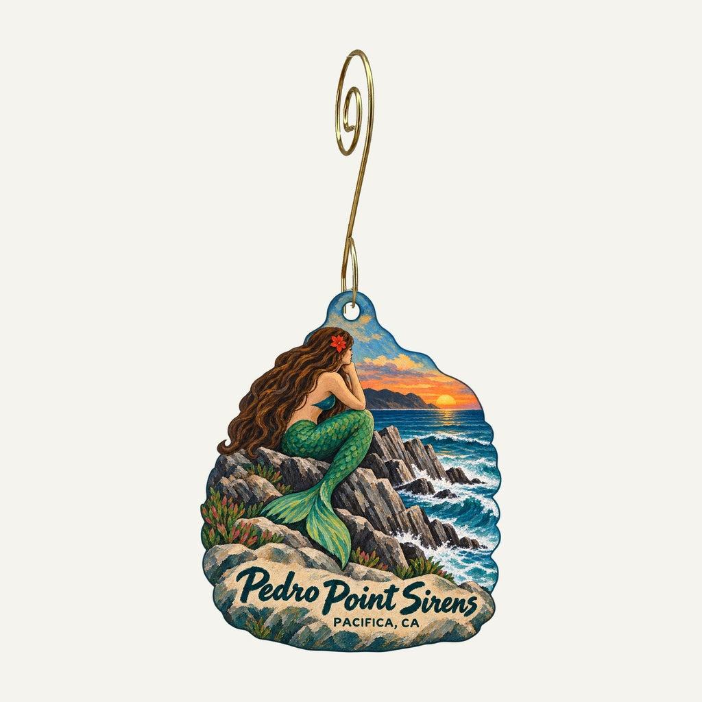 Pedro Point Sirens Logo custom wood ornament OC1454 hanging on hook
