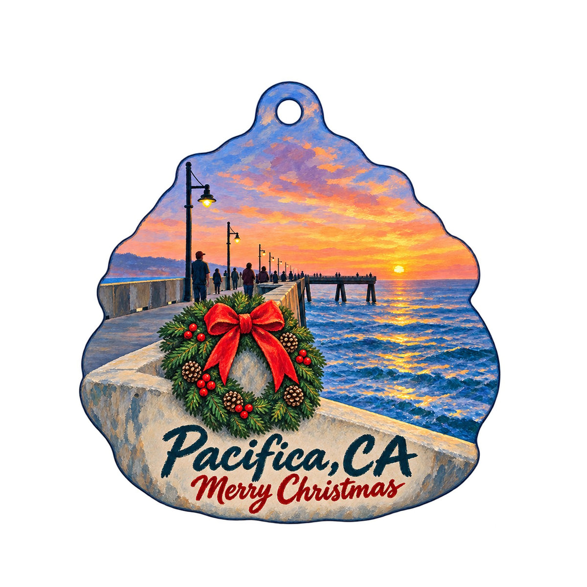 Pedro Point Sirens Christmas custom wood ornament OC1455 on white