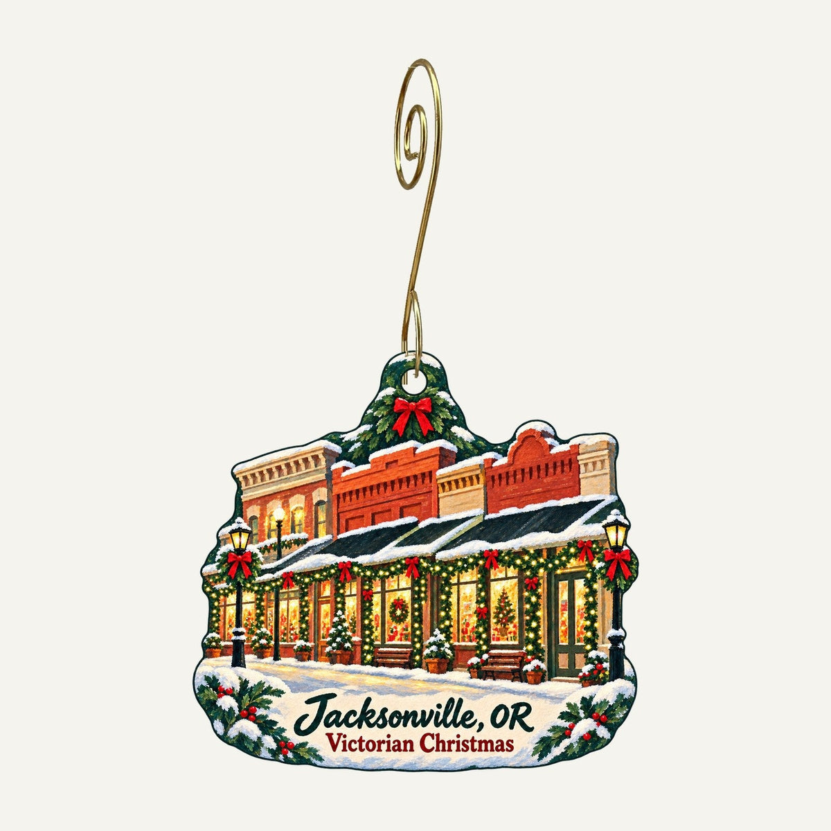 Pico's Worldwide Christmas custom wood ornament OC1458 hanging on hook
