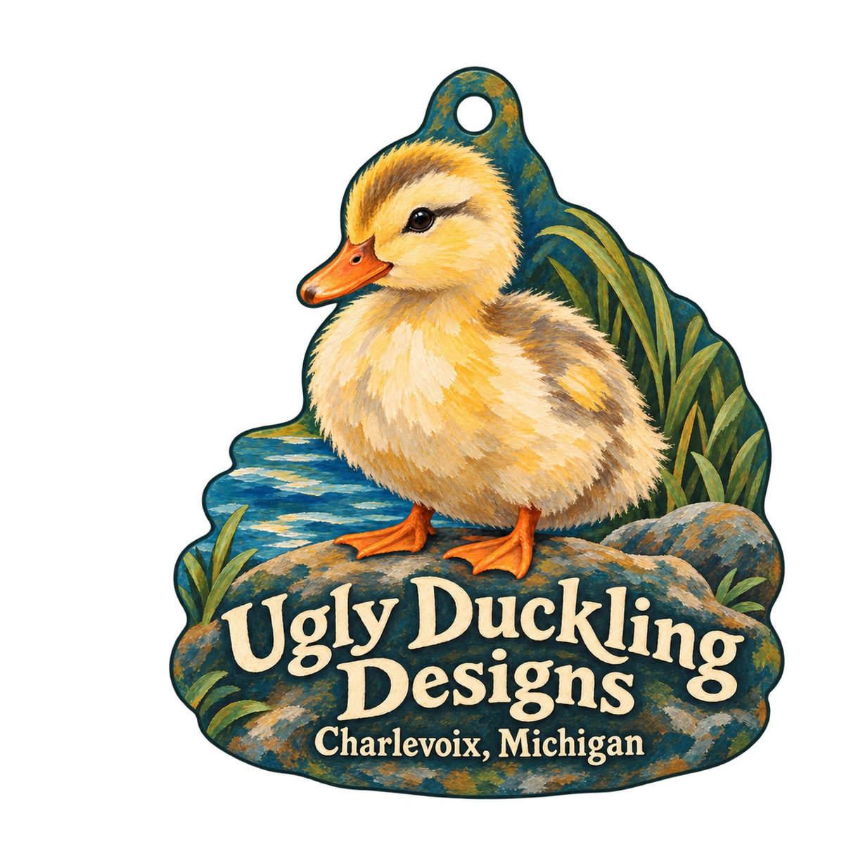 Ugly Duckling Designs, LLC Logo custom wood ornament OC1460 on white