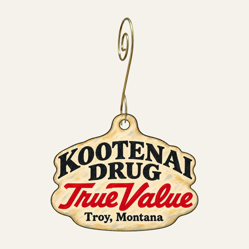Kootenai Drug True Value Logo custom wood ornament OC1463 hanging on hook