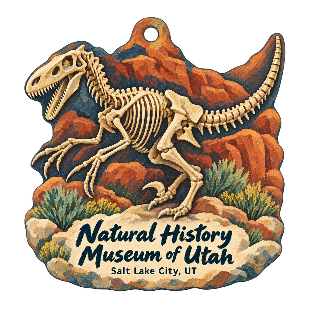 The Museum Store at the Natural History Museum of Utah Logo custom wood ornament OC146 on white