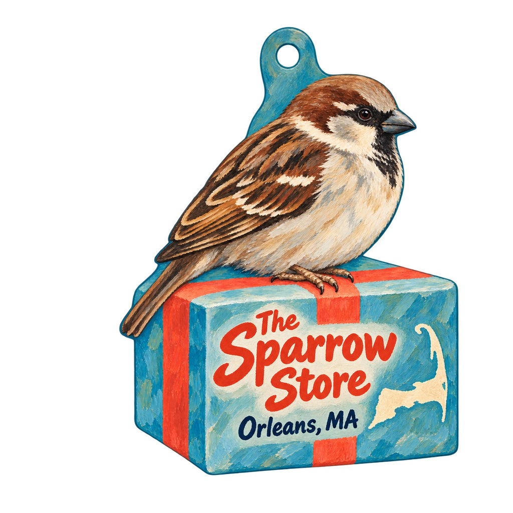 The Sparrow Store Logo custom wood ornament OC1472 on white
