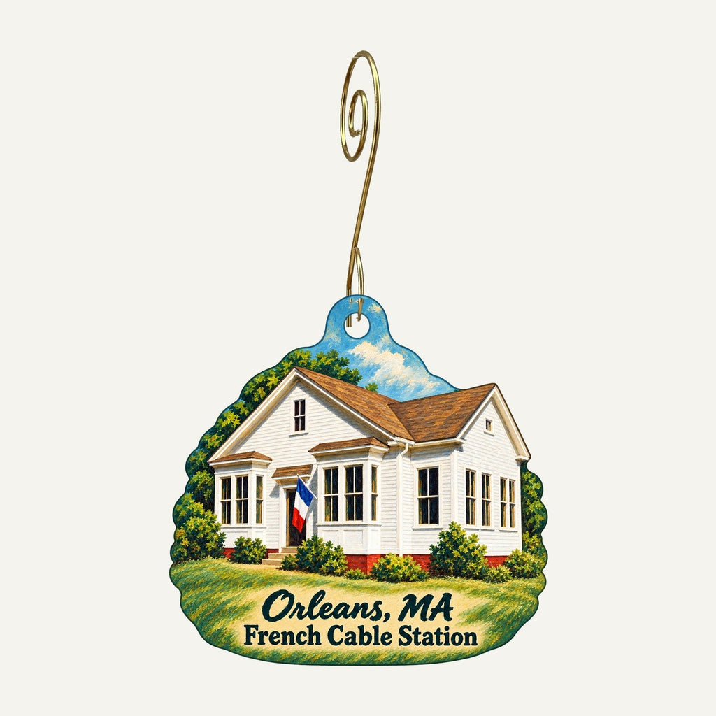 The Sparrow Store Town Icon custom wood ornament OC1474 hanging on hook