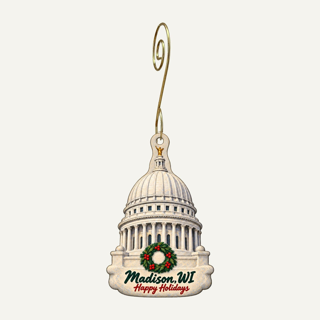 Madison Greenhouse Christmas custom wood ornament OC1479 hanging on hook
