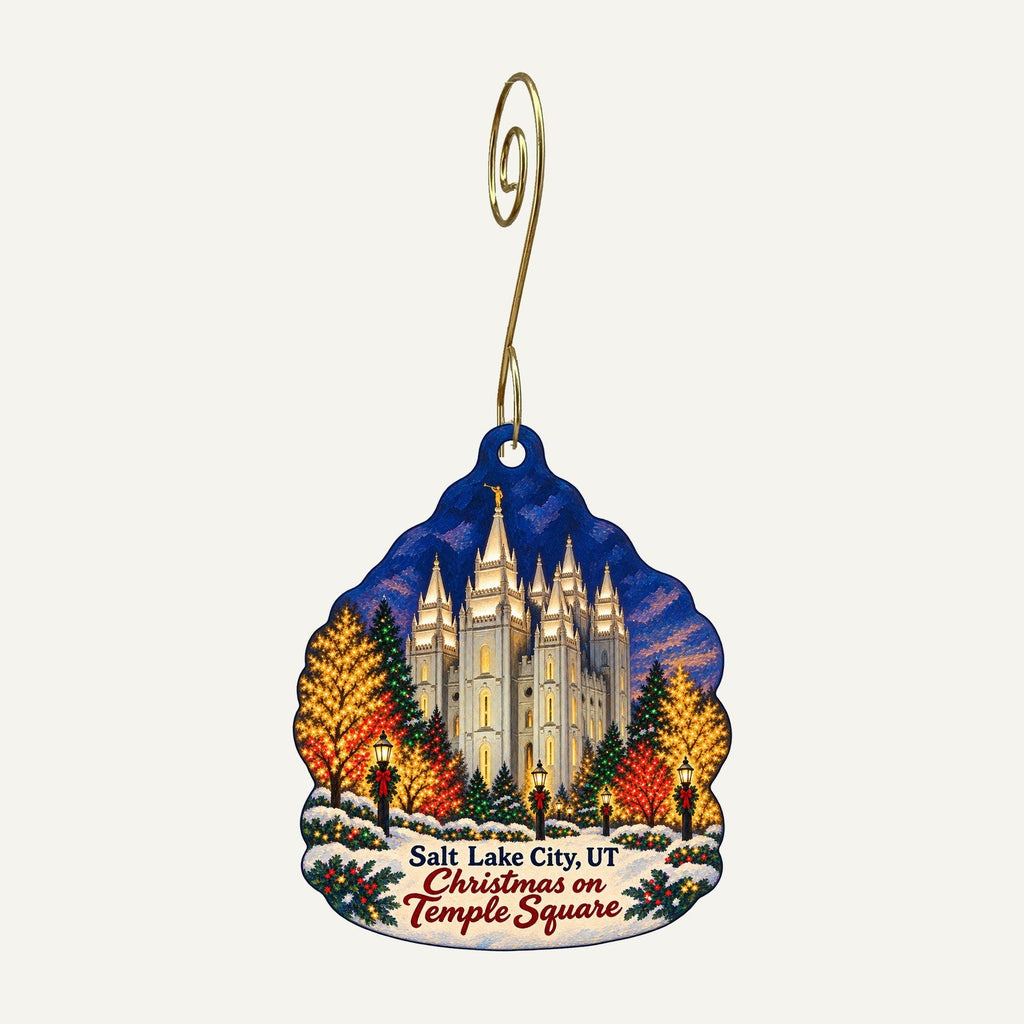 The Museum Store at the Natural History Museum of Utah Christmas custom wood ornament OC147 hanging on hook