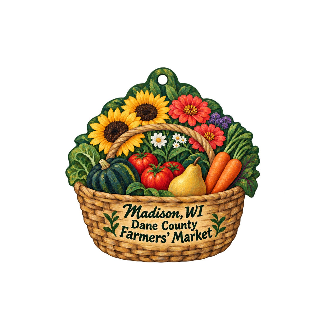Madison Greenhouse Town Icon custom wood ornament OC1480 on white