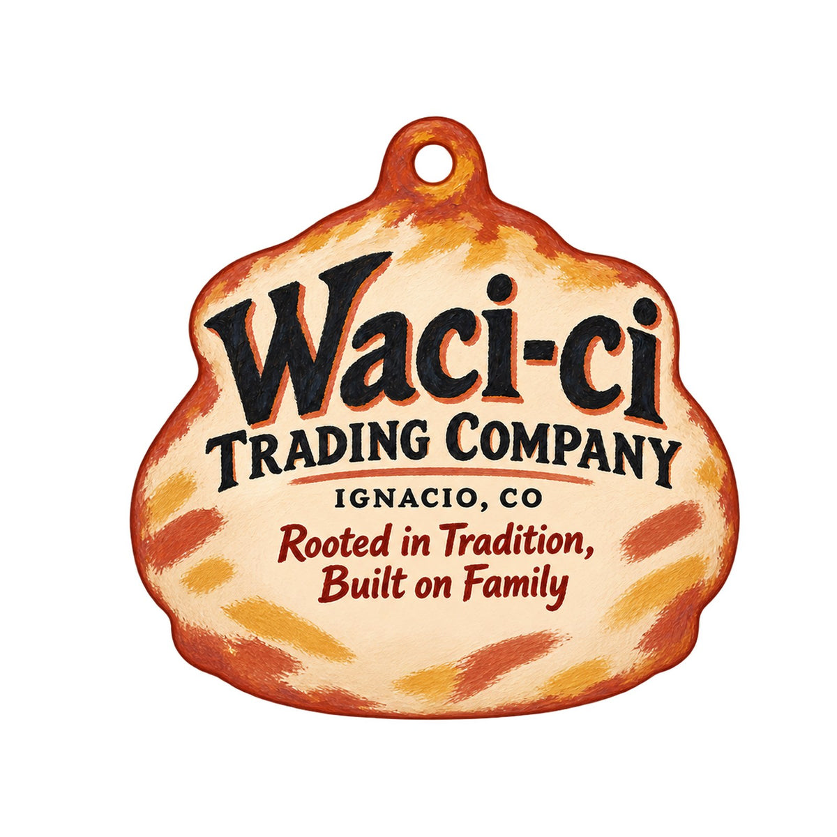 Waci-ci Trading Company Logo custom wood ornament OC1484 on white