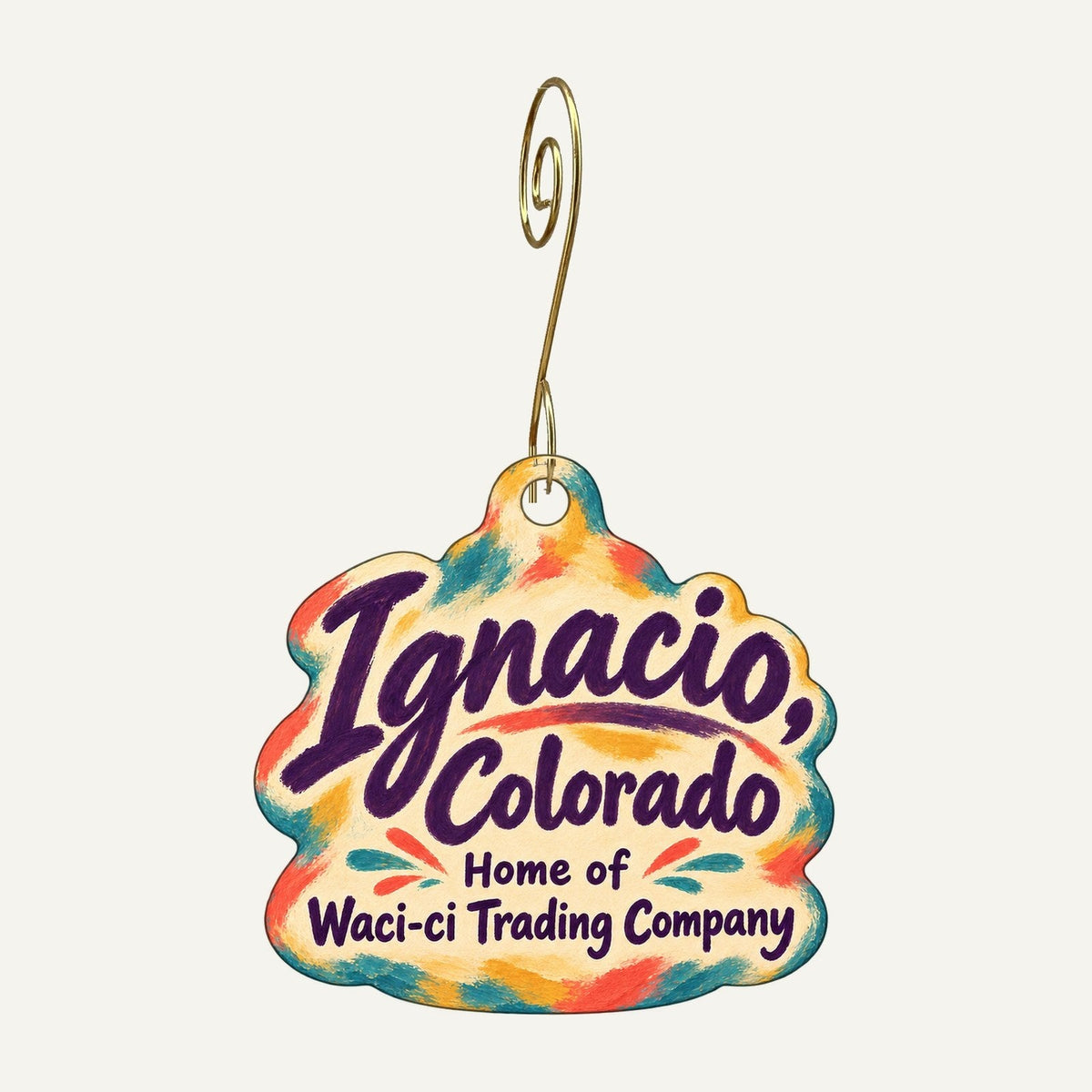 Waci-ci Trading Company Town Icon custom wood ornament OC1486 hanging on hook