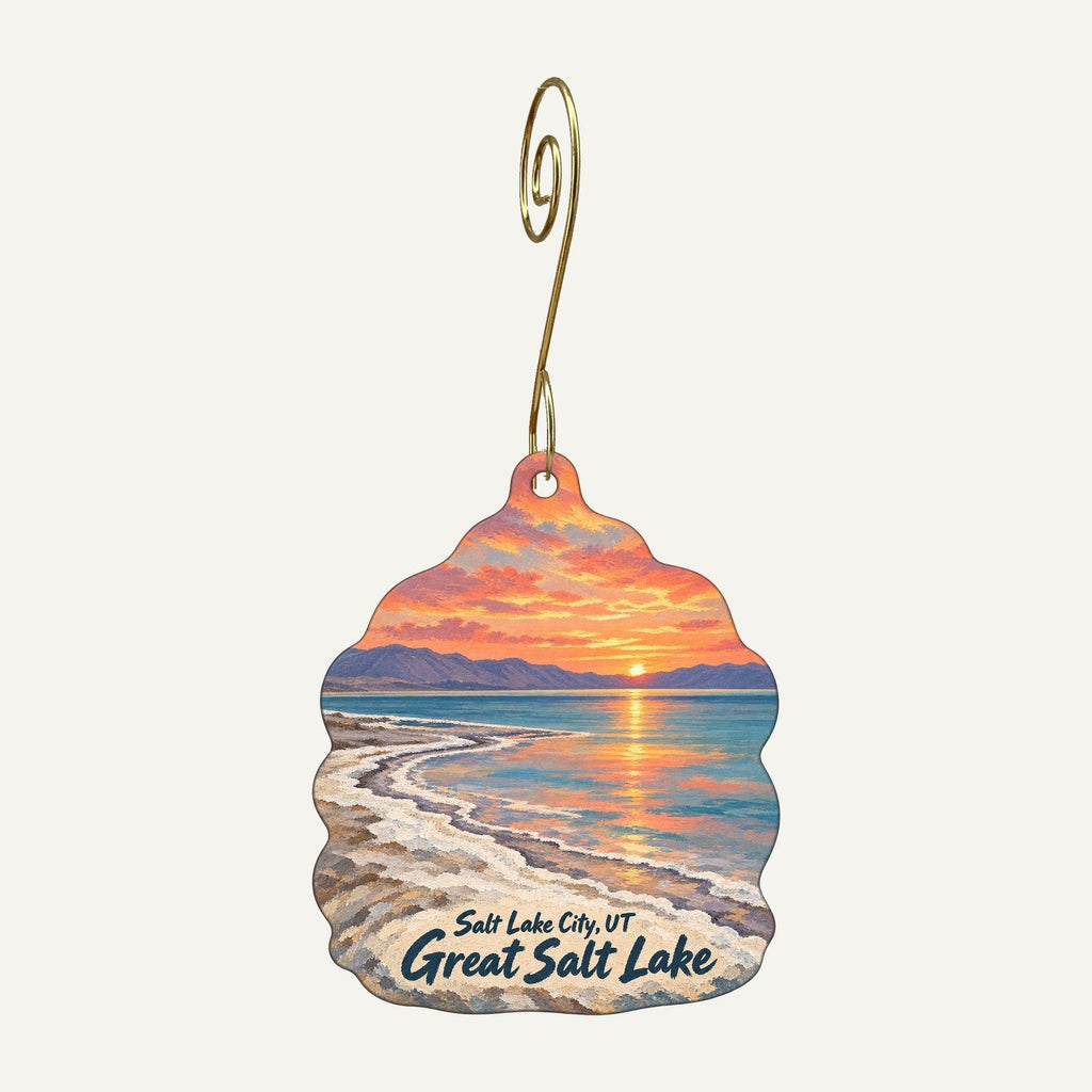 The Museum Store at the Natural History Museum of Utah Town Icon custom wood ornament OC148 hanging on hook