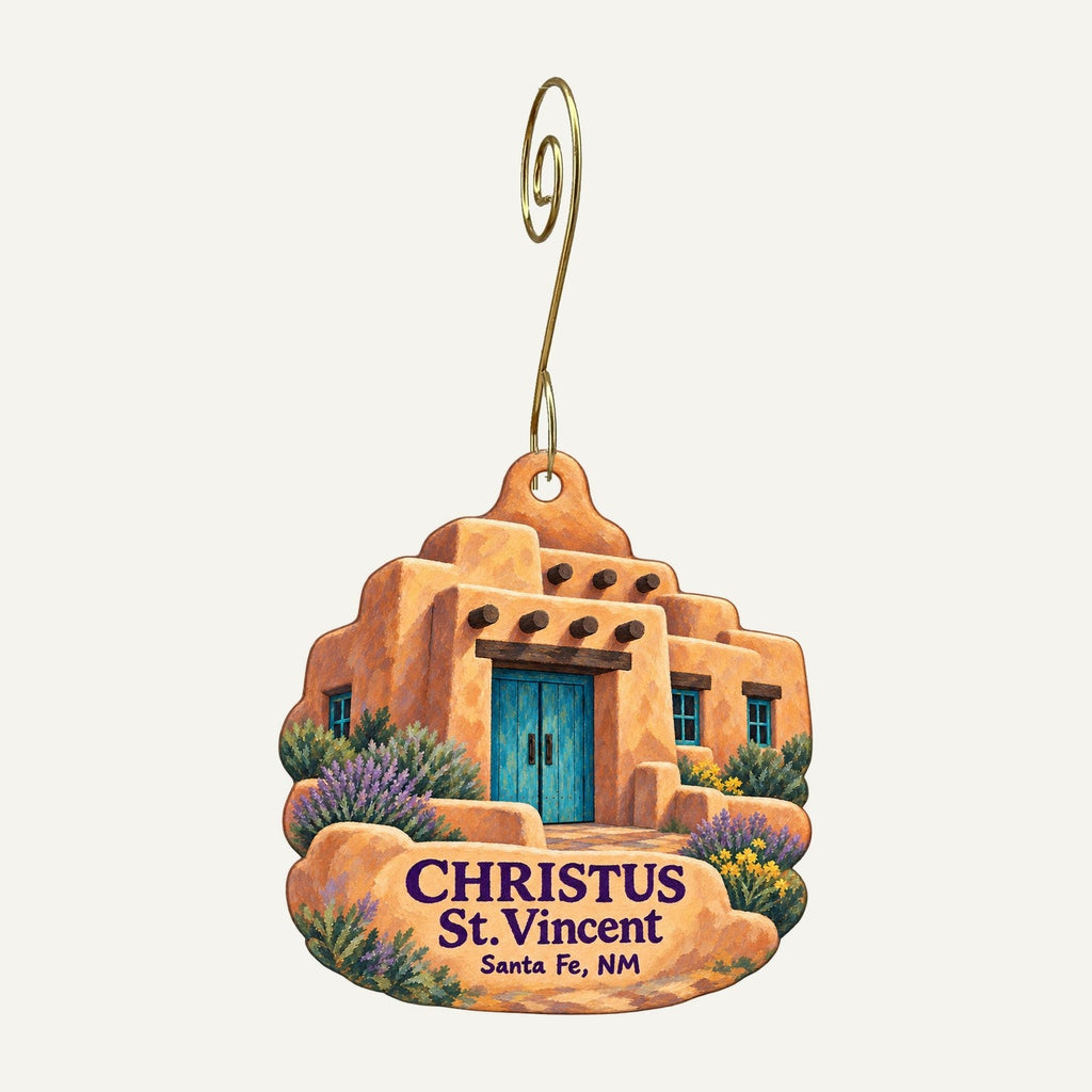 Gift Shop at CHRISTUS St. Vincent Logo custom wood ornament OC1490 hanging on hook
