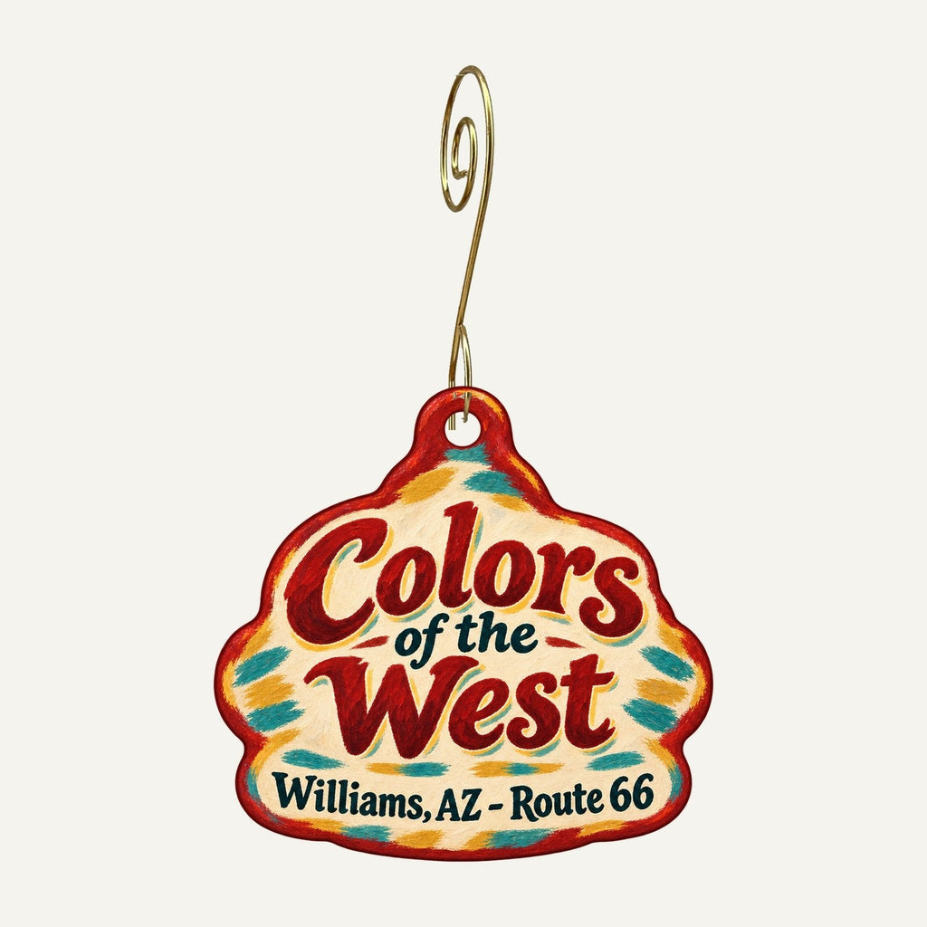 Colors of the West Logo custom wood ornament OC1493 hanging on hook