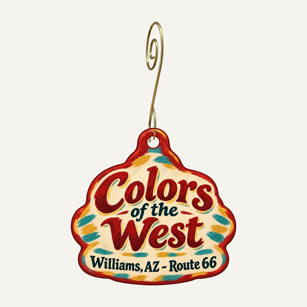 Colors of the West Logo custom wood ornament OC1493 hanging on hook