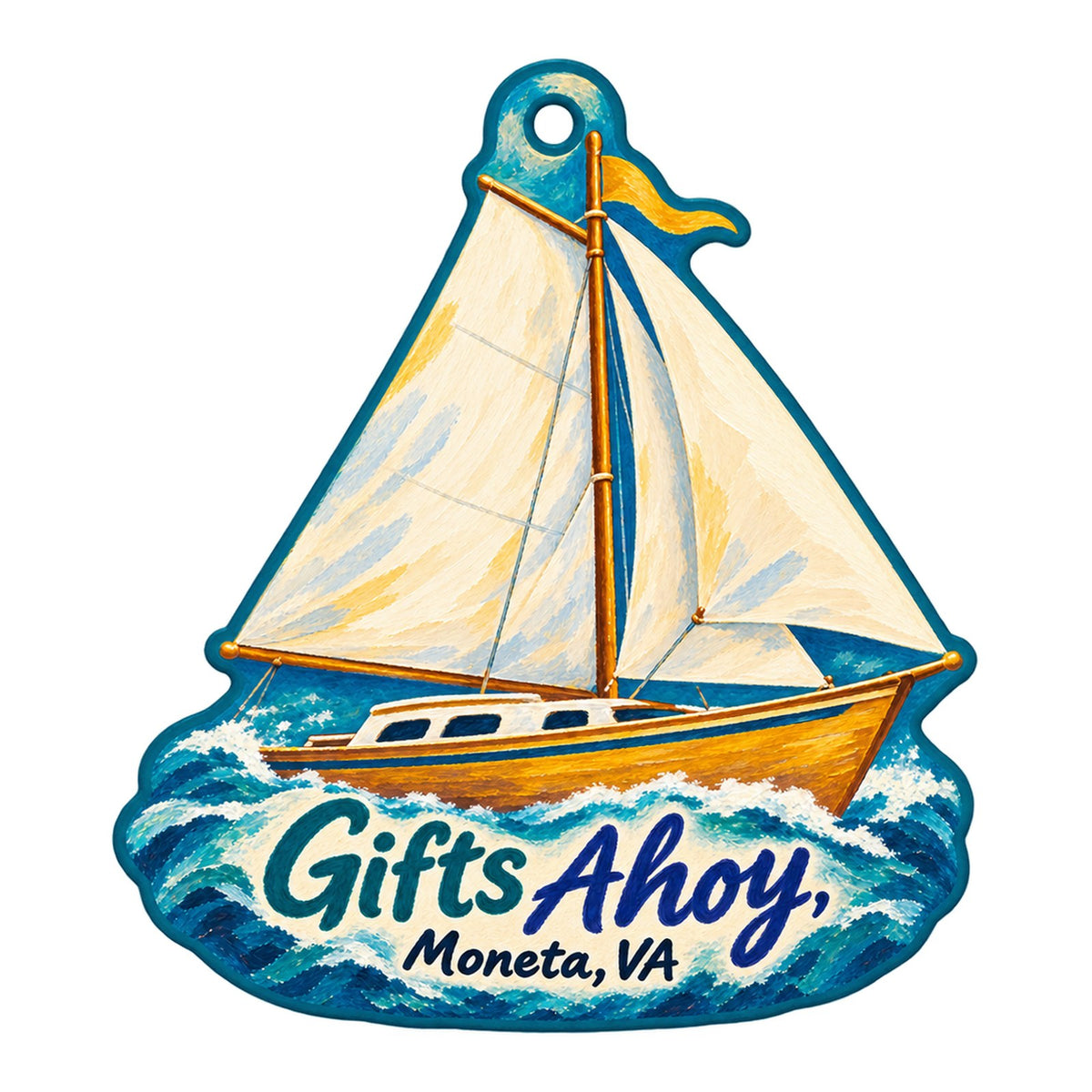 Gifts Ahoy Logo custom wood ornament OC1496 on white