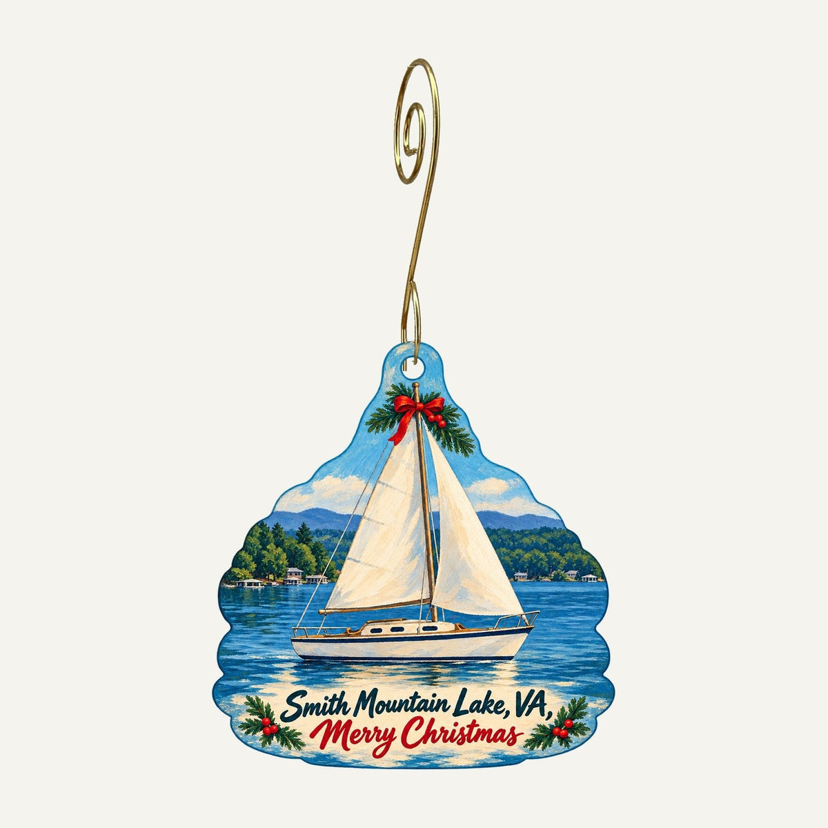 Gifts Ahoy Christmas custom wood ornament OC1497 hanging on hook