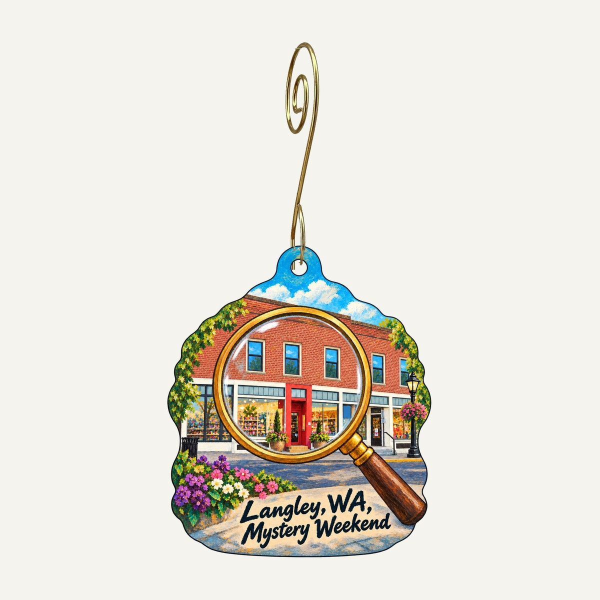 The Star Store Town Icon custom wood ornament OC1501 hanging on hook