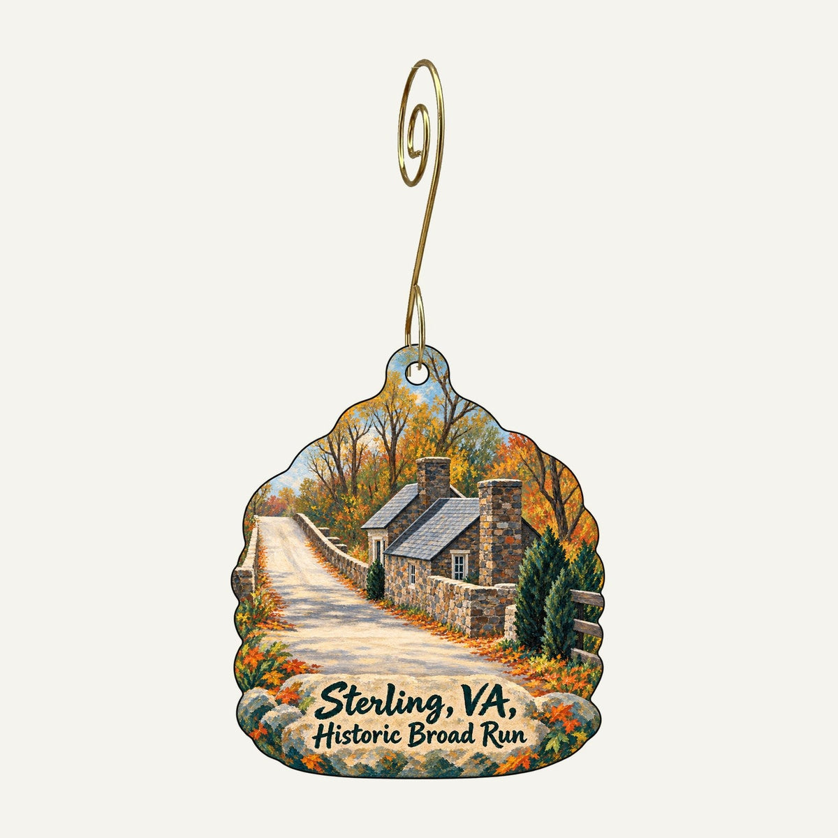 Svaha USA Town Icon custom wood ornament OC1504 hanging on hook