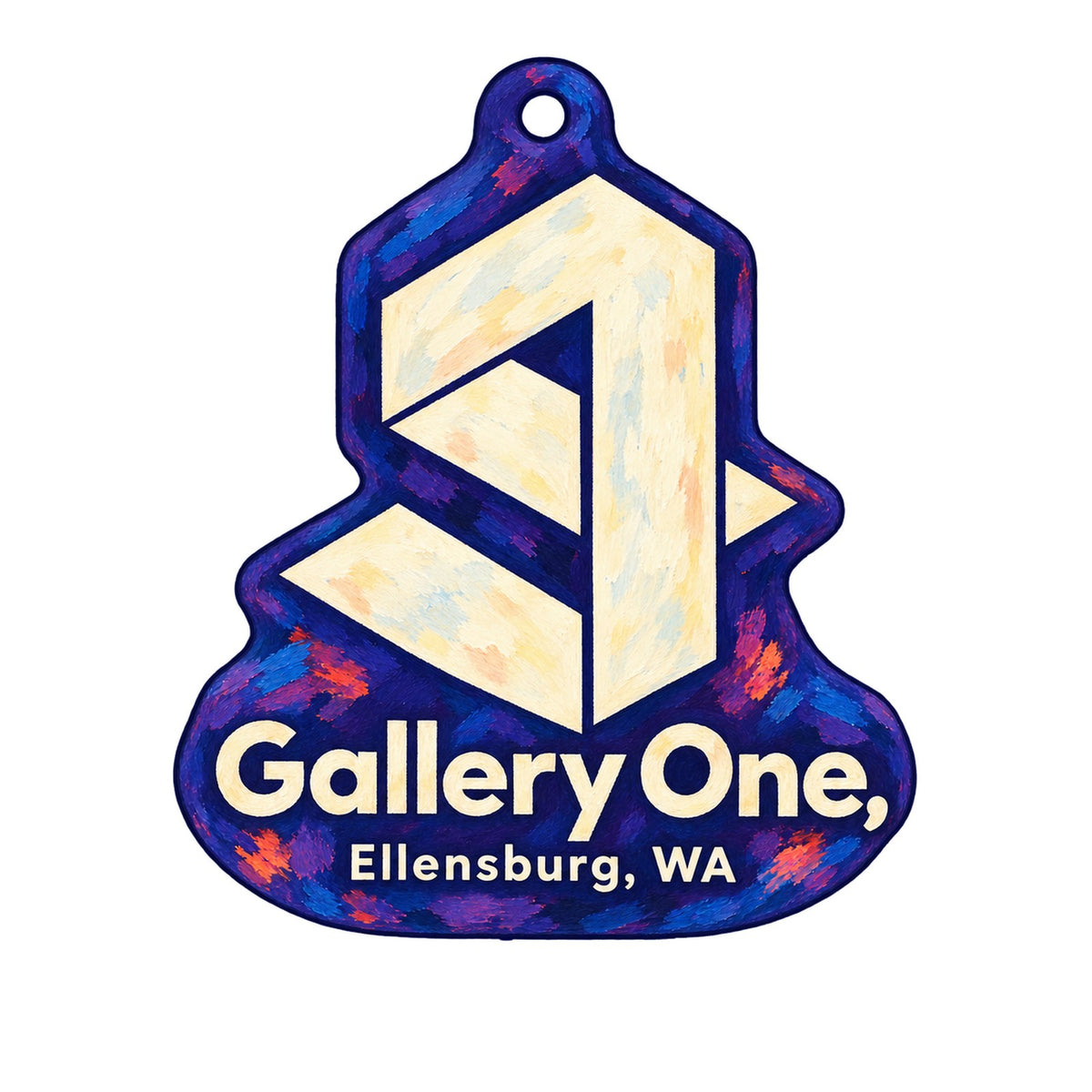 Gallery One Visual Arts Center Logo custom wood ornament OC1505 on white