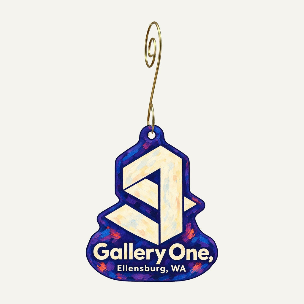 Gallery One Visual Arts Center Logo custom wood ornament OC1505 hanging on hook