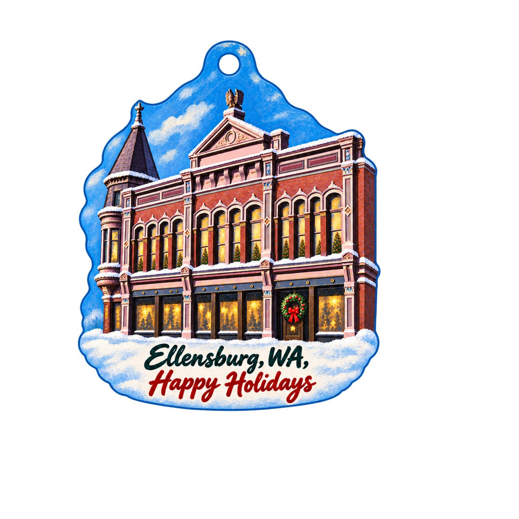 Gallery One Visual Arts Center Christmas custom wood ornament OC1506 on white