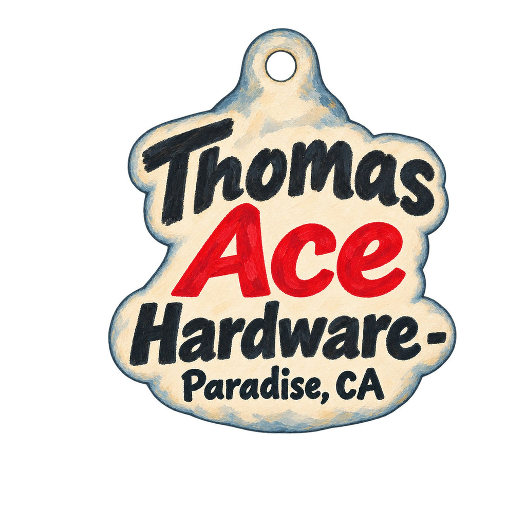 Thomas Ace Hardware, Inc. Logo custom wood ornament OC1508 on white