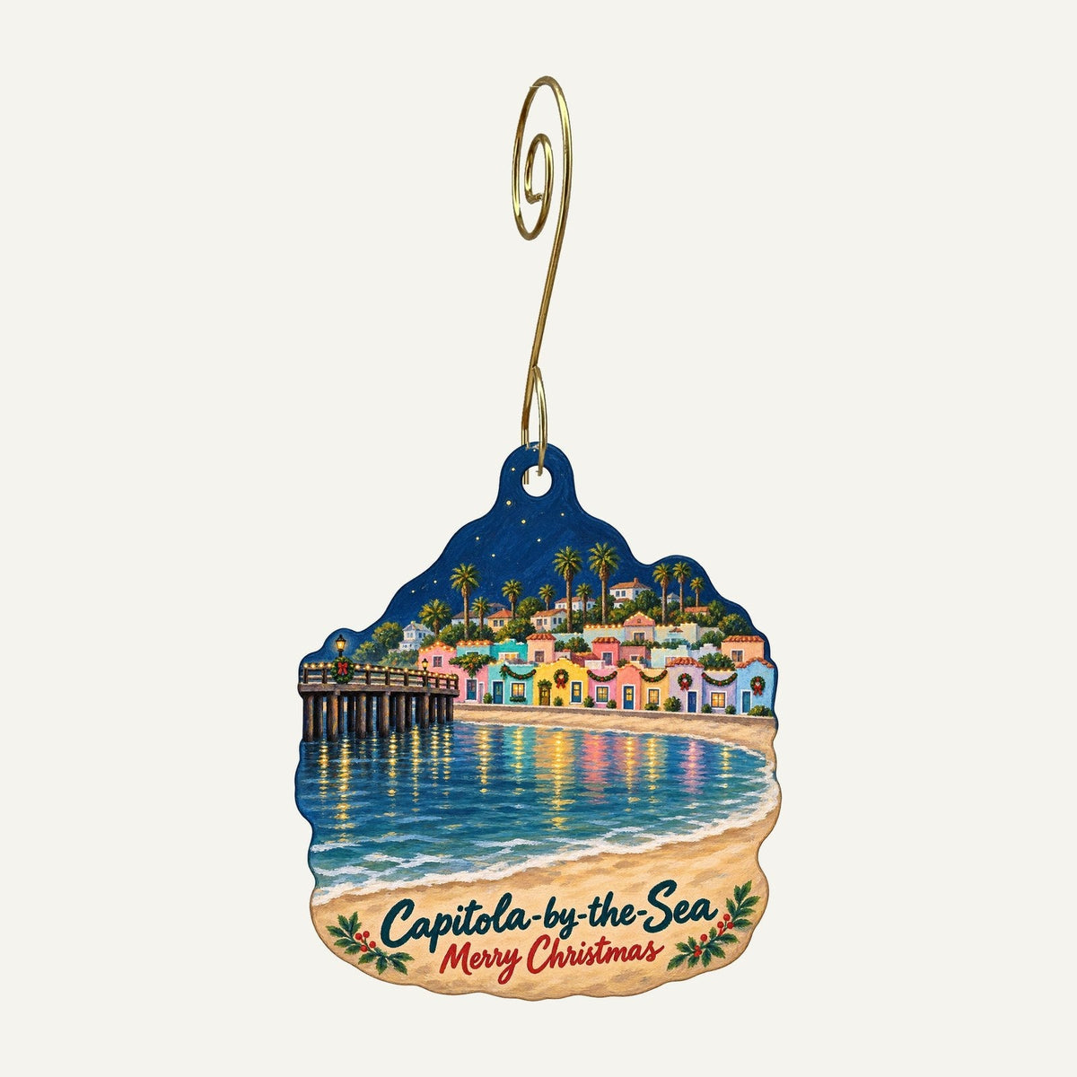 The Craft Gallery & Annex Christmas custom wood ornament OC150 hanging on hook