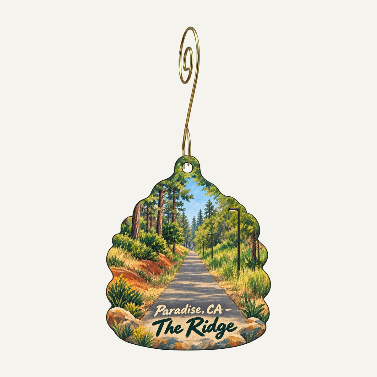 Thomas Ace Hardware, Inc. Town Icon custom wood ornament OC1510 hanging on hook