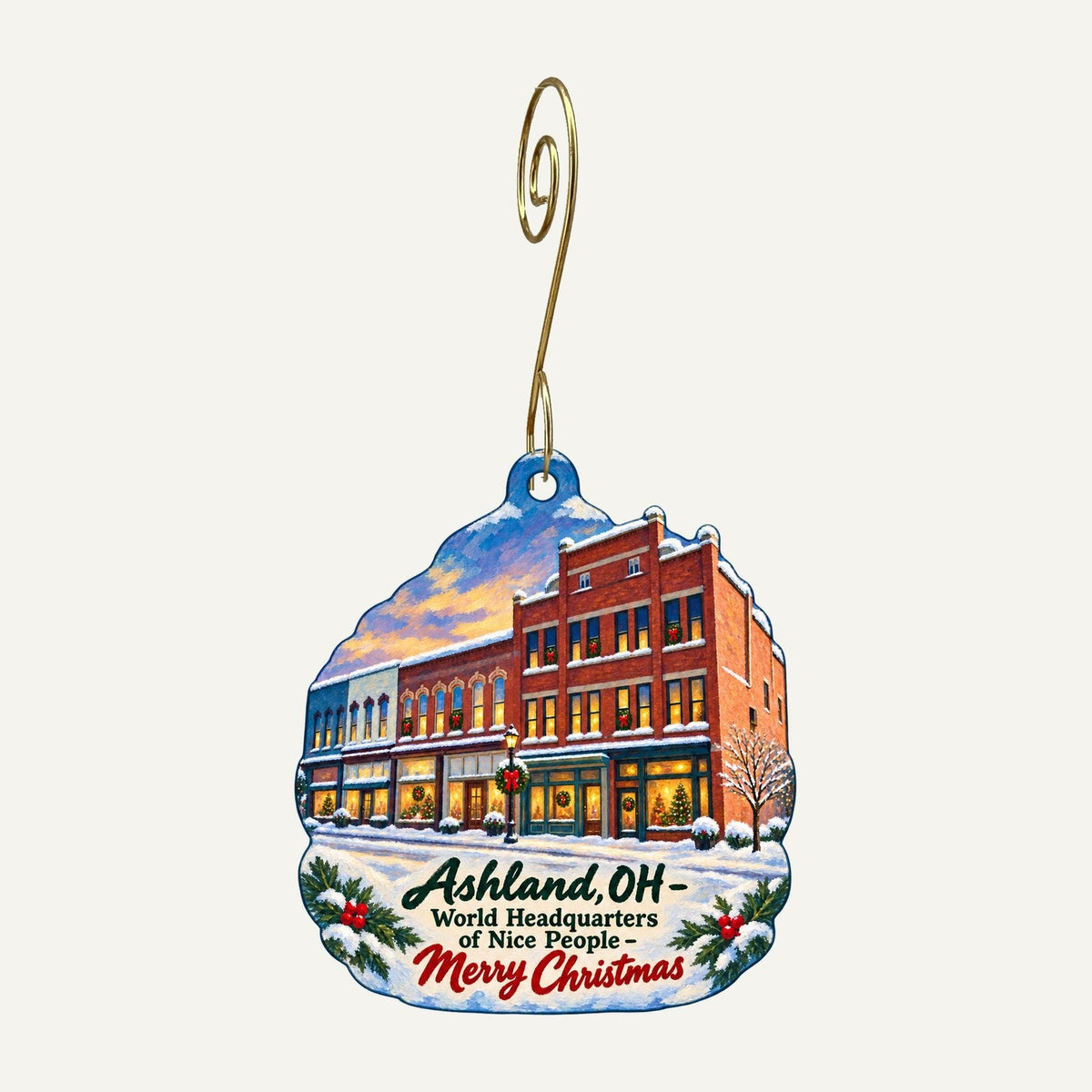 Fig and Oak Shop Christmas custom wood ornament OC1512 hanging on hook