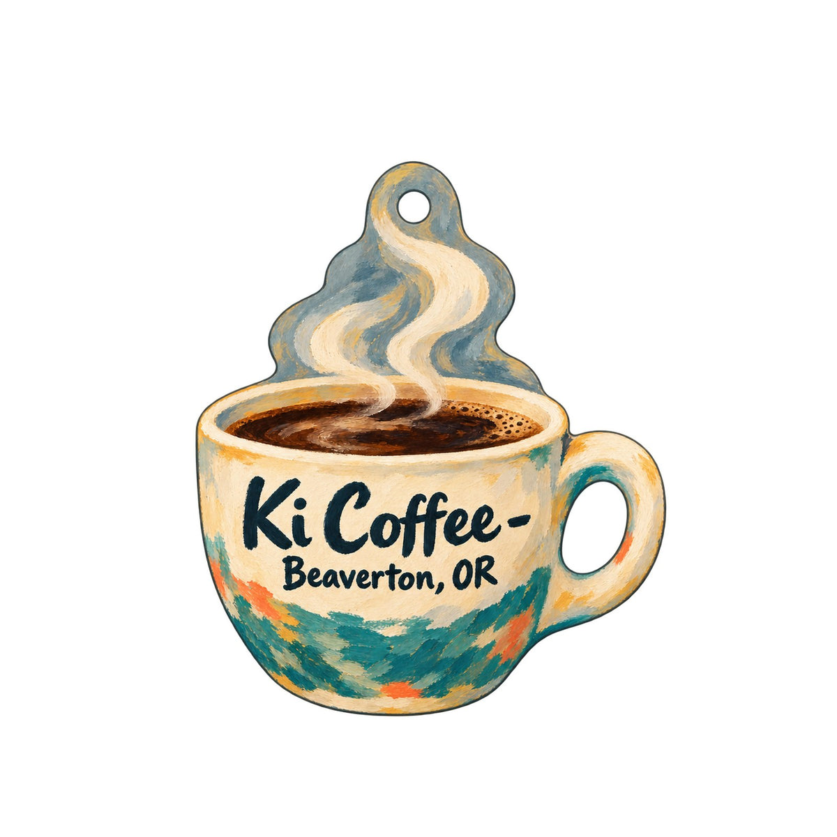 Ki Coffee Logo custom wood ornament OC1514 on white
