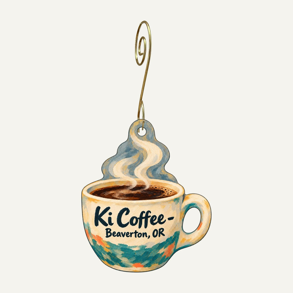 Ki Coffee Logo custom wood ornament OC1514 hanging on hook