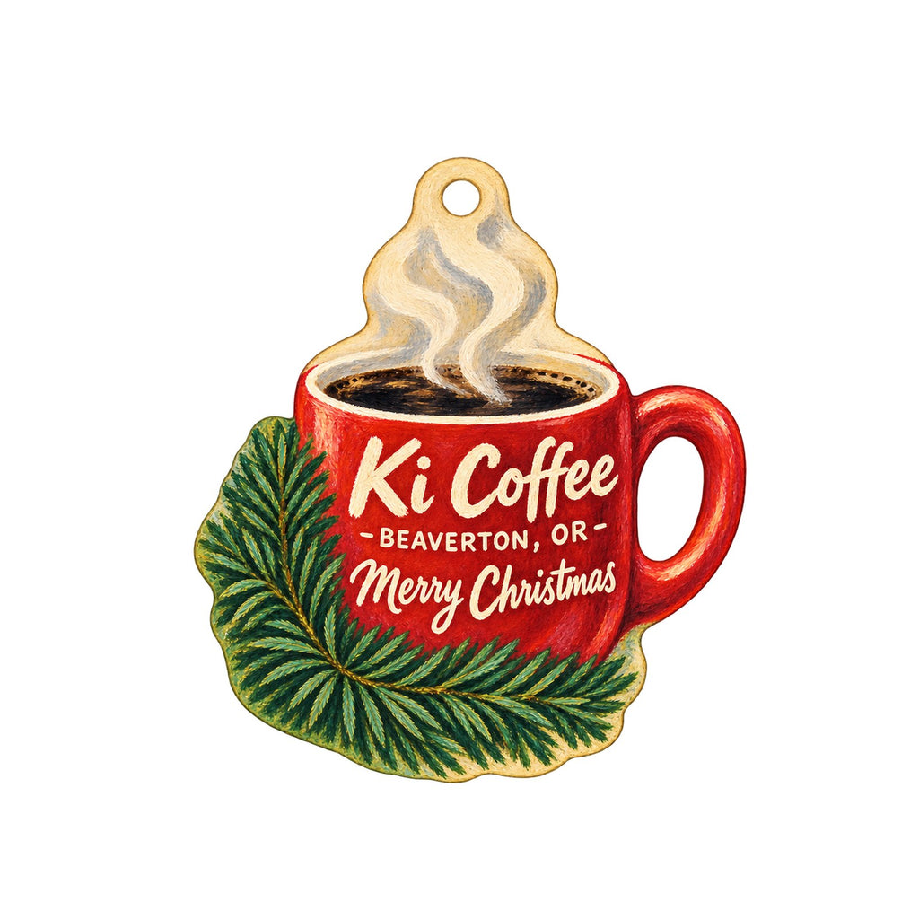 Ki Coffee Christmas custom wood ornament OC1515 on white
