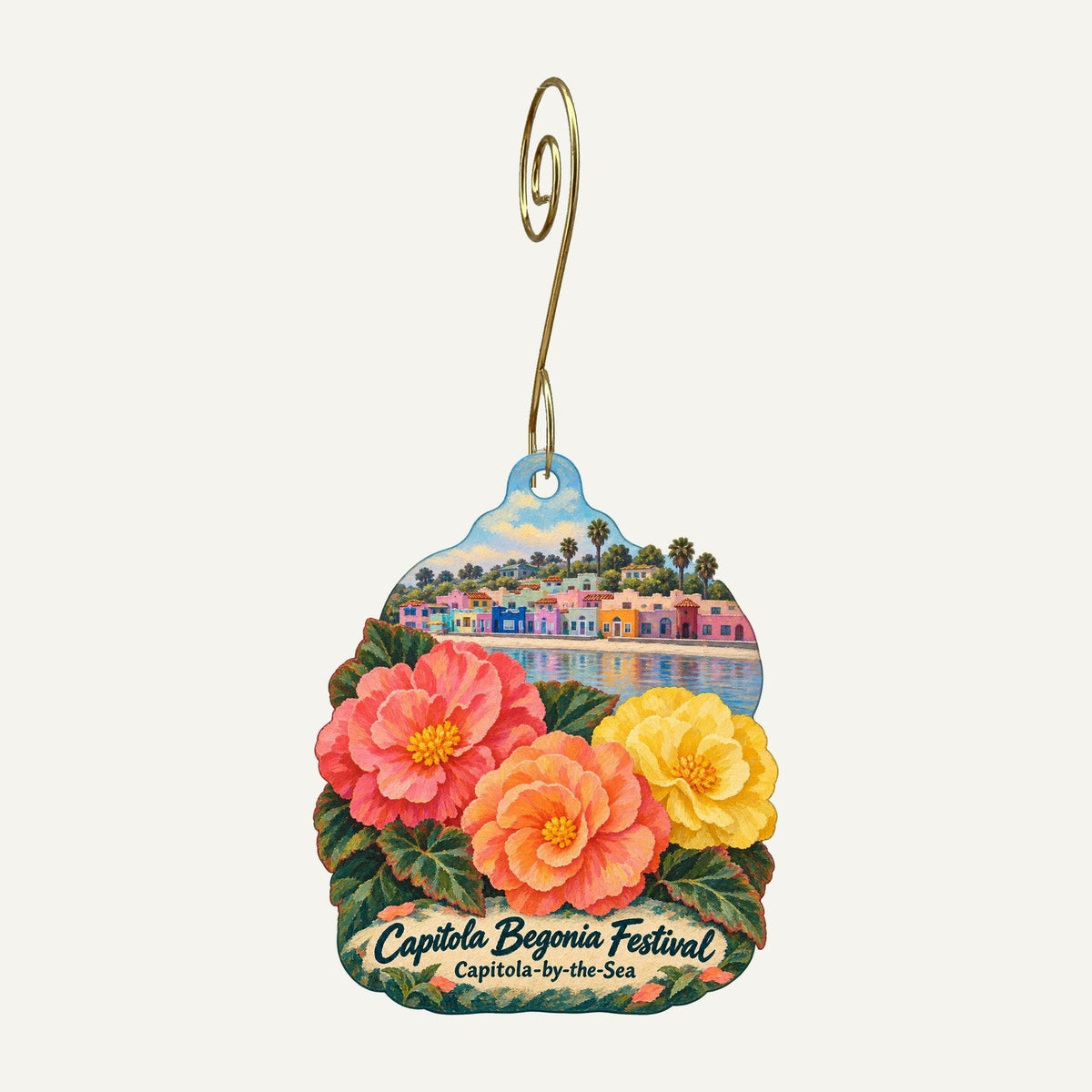 The Craft Gallery & Annex Town Icon custom wood ornament OC151 hanging on hook