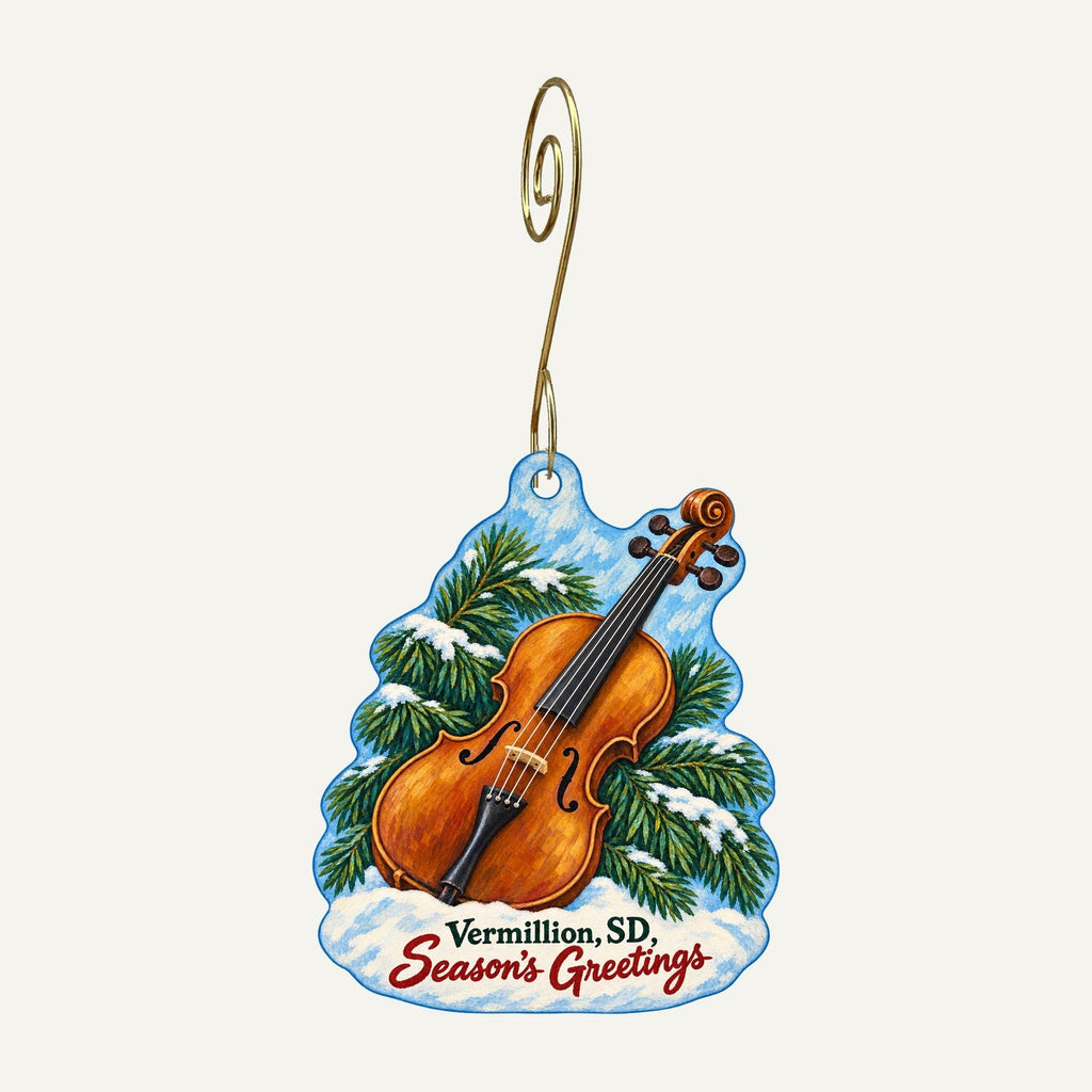 Blue Monarch Christmas custom wood ornament OC1521 hanging on hook