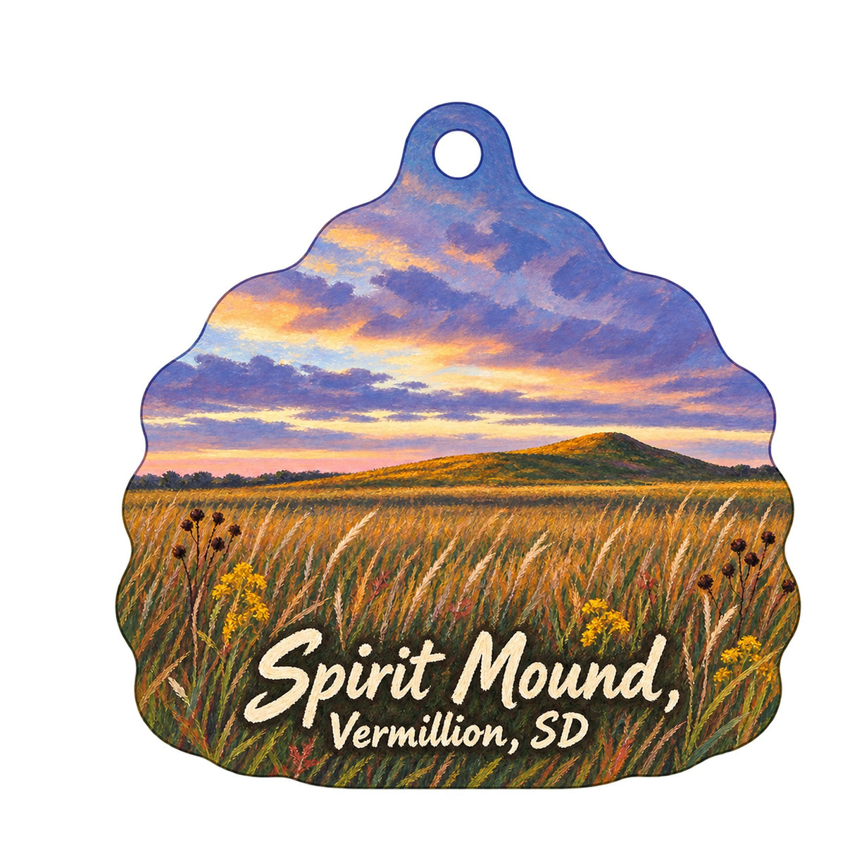 Blue Monarch Town Icon custom wood ornament OC1522 on white