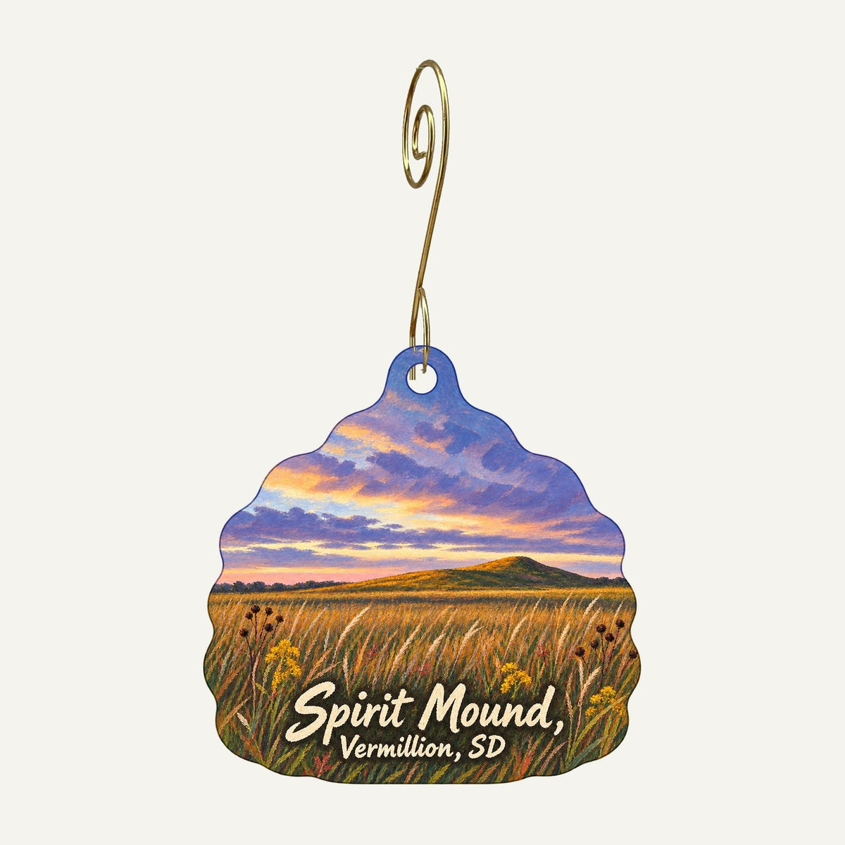 Blue Monarch Town Icon custom wood ornament OC1522 hanging on hook
