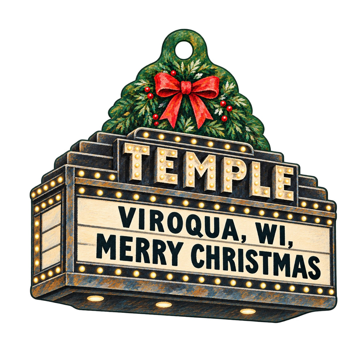 Viroqua Public Market - Main Street Station Christmas custom wood ornament OC1524 on white