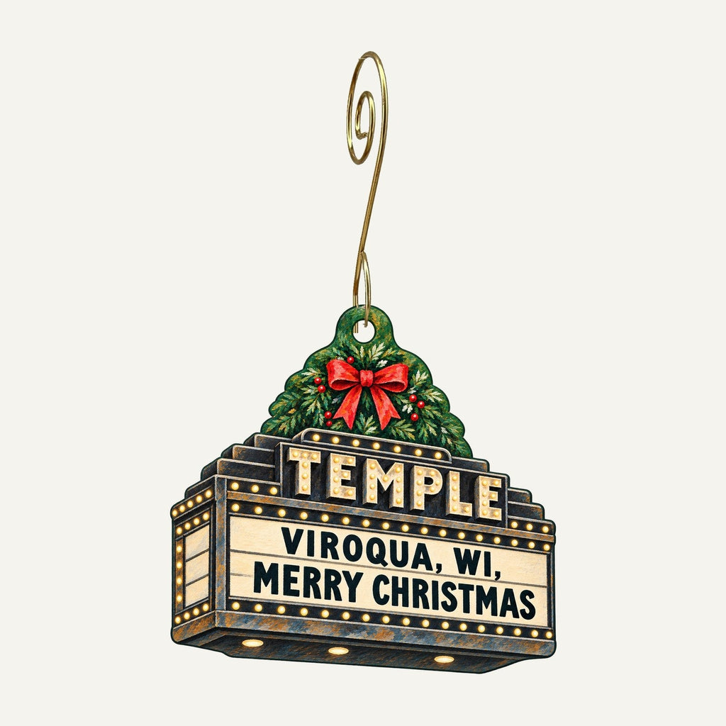 Viroqua Public Market - Main Street Station Christmas custom wood ornament OC1524 hanging on hook