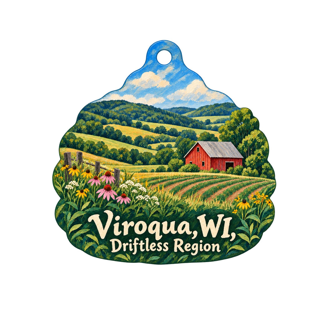 Viroqua Public Market - Main Street Station Town Icon custom wood ornament OC1525 on white
