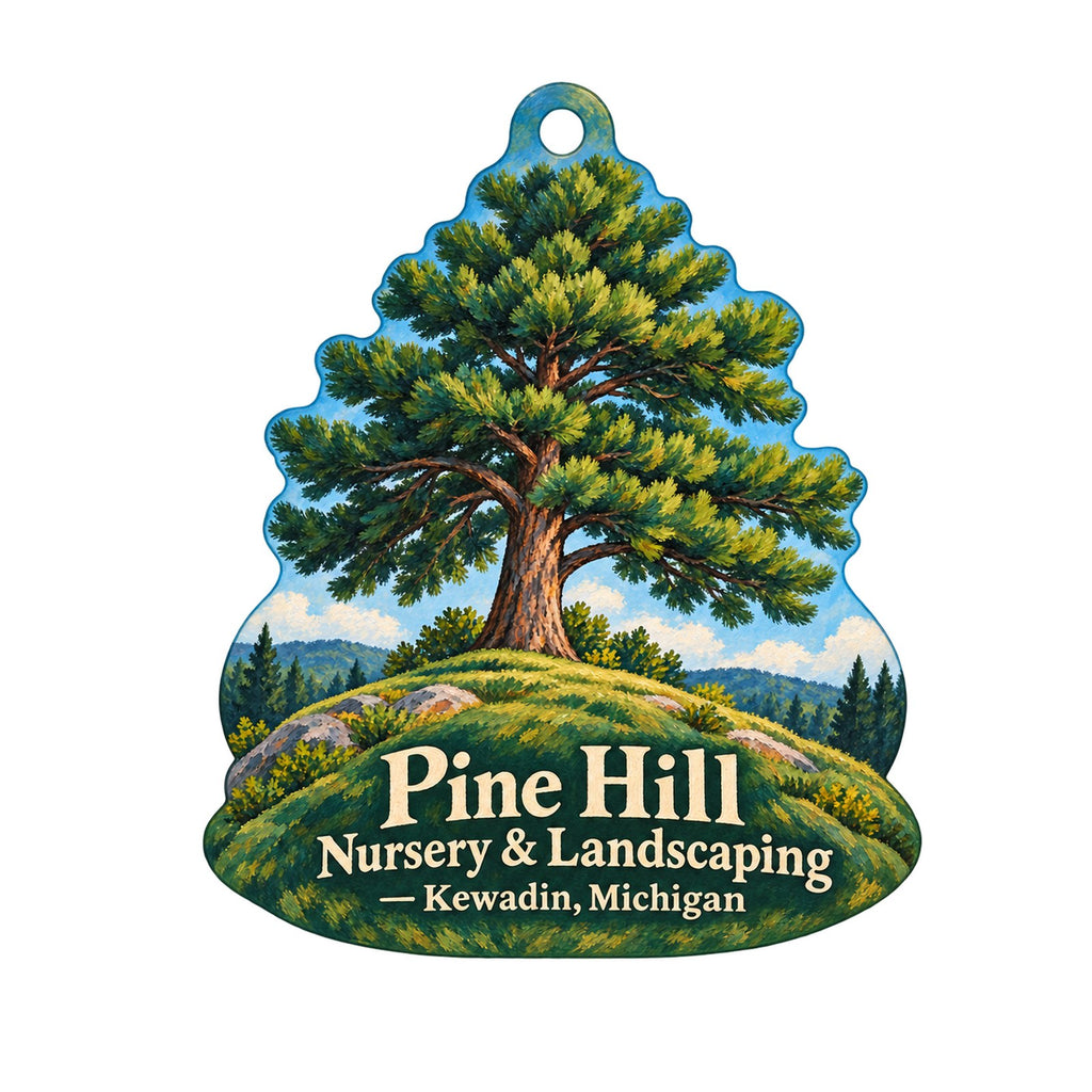 Pine Hill Nursery and Landscaping Logo custom wood ornament OC1529 on white