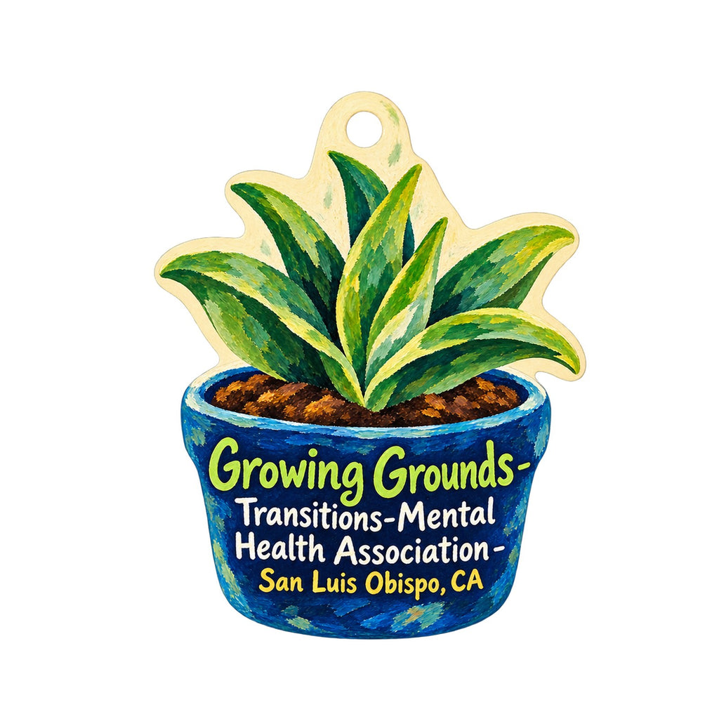 Growing Grounds Logo custom wood ornament OC1532 on white
