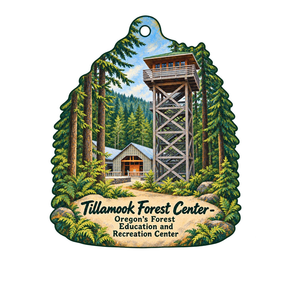 Tillamook Forest Center Logo custom wood ornament OC1538 on white