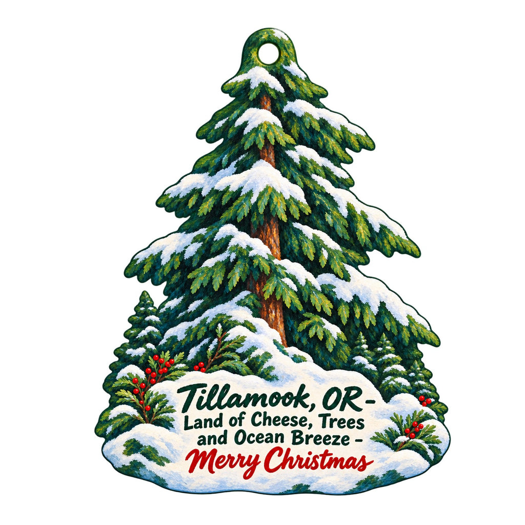 Tillamook Forest Center Christmas custom wood ornament OC1539 on white