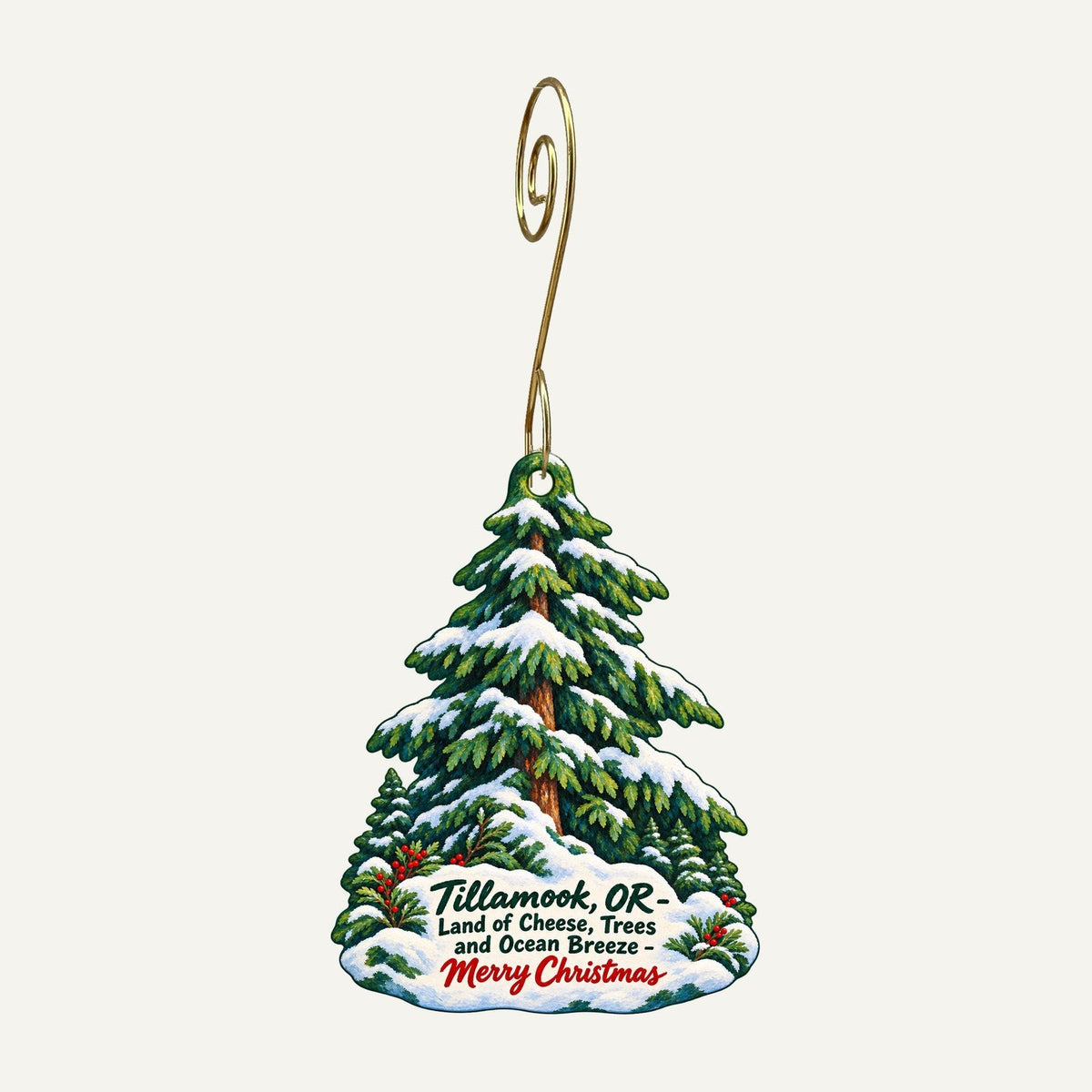 Tillamook Forest Center Christmas custom wood ornament OC1539 hanging on hook